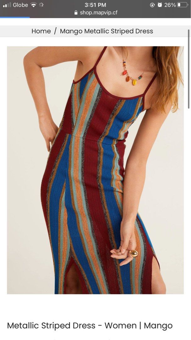 Mango metallic striped dress discount