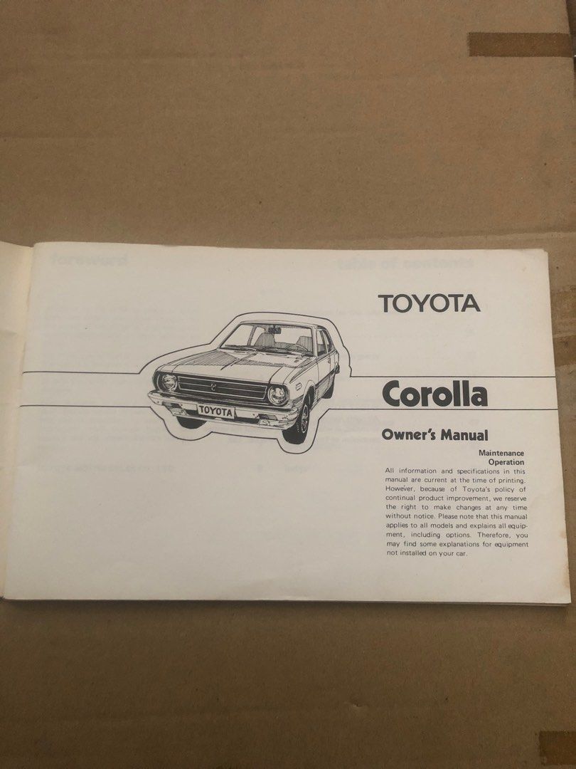 manual book toyota corolla ke30, Hobbies & Toys, Collectibles