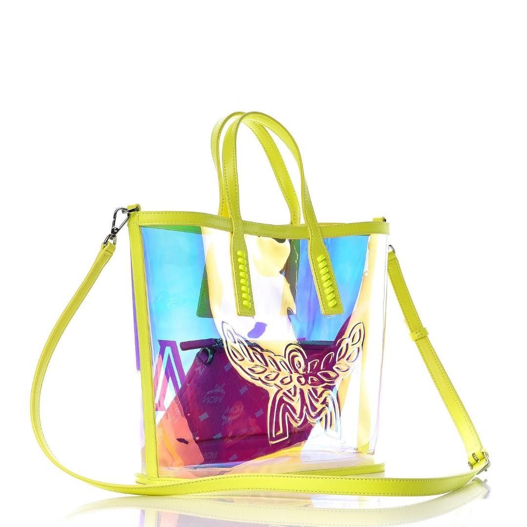 MCM Iridescent PVC Shopper Tote Neon Hologram Luxury Bags