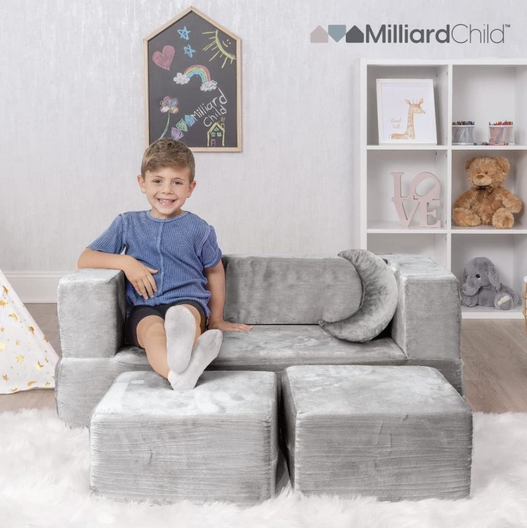 Milliard Kids Couch Modular Kids Sofa for Toddler and Baby (Grey