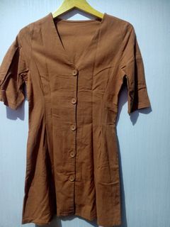 Mini dress coklat linen