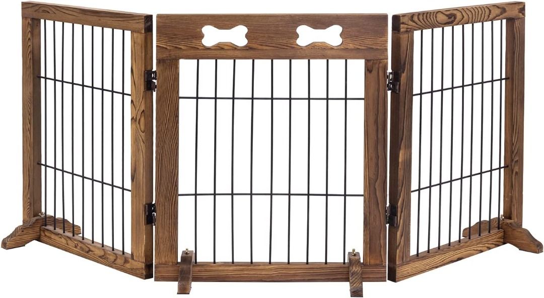 MyGift 3 Panel Small Indoor Pet Gate Freestanding Foldable Dog