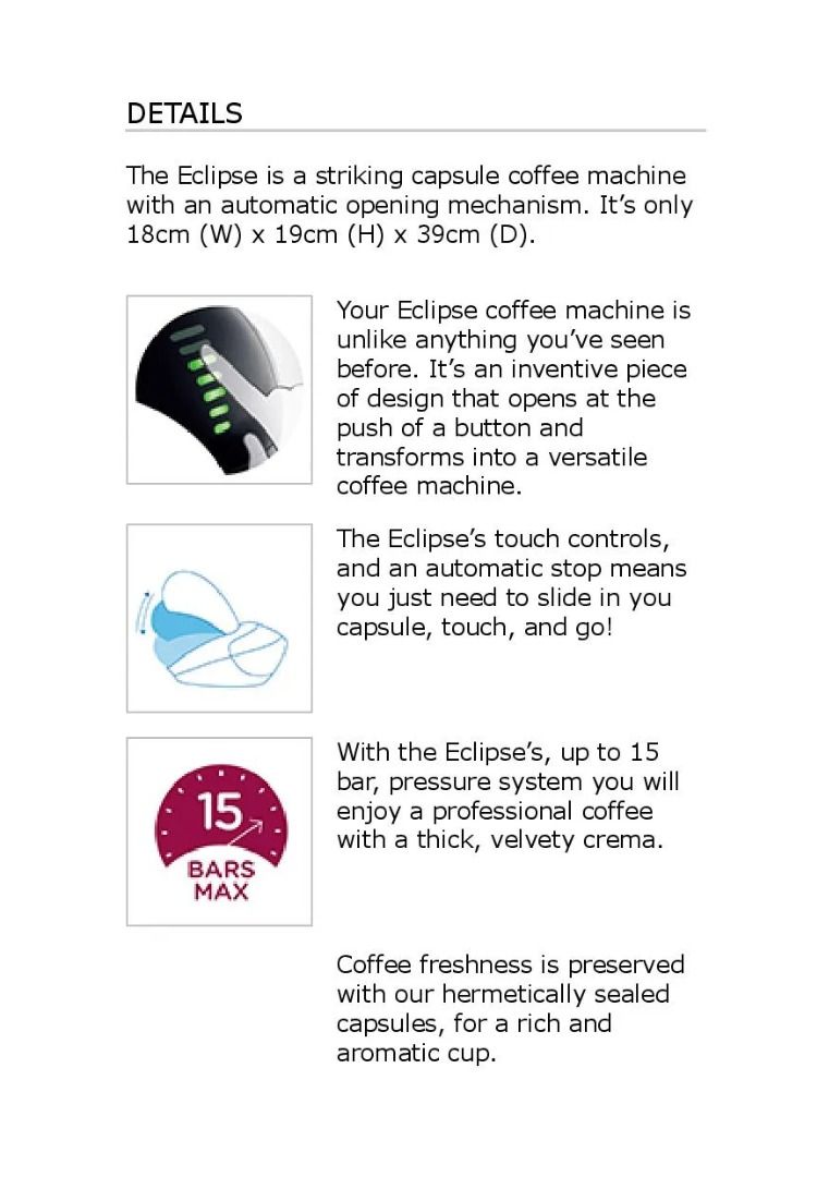 Nescafe Dolce Gusto Eclipse Automatic Coffee Machine, TV & Home