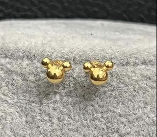 New! 18K Mickey Stud Earrings with Gold lock 🪙 💯% authentic & pawnable Money back guarantee! Please read description
