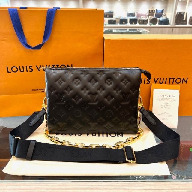 SOLD** NEW - LV Monogram Embossed Puffy Lambskin Coussin PM Black