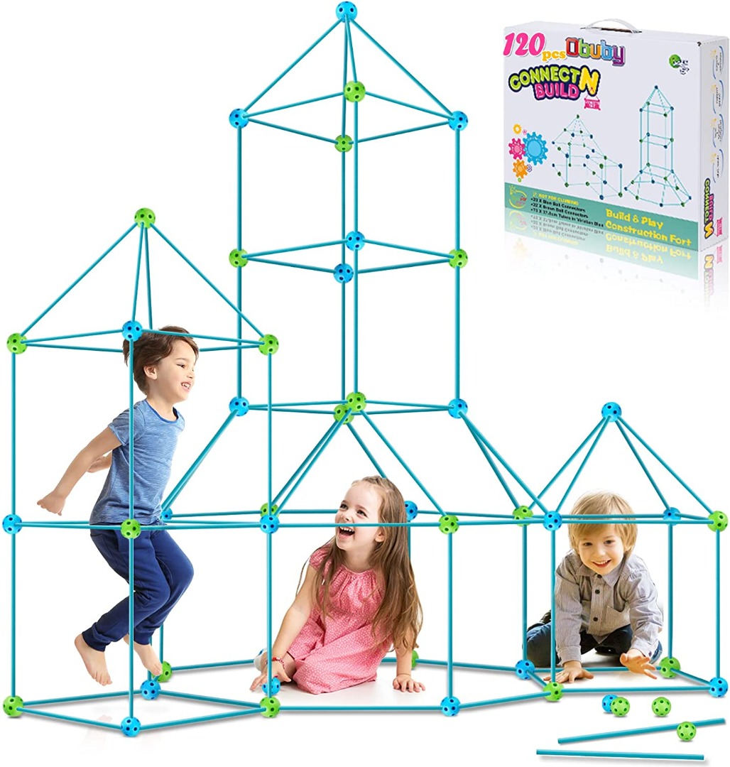 Obuby Kids Fort Building Kit 120 Pieces Construction STEM Toys for 5 6 7 8 9 10 11 12 Years Old
