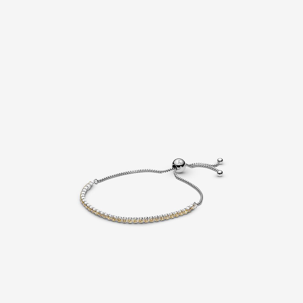 Pandora Authentic Golden Sparkling Strand Bracelet Women s