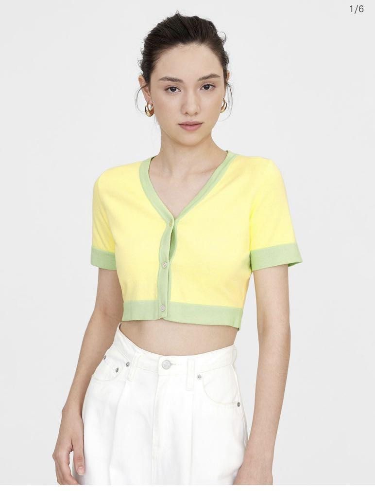 Yellow short deals sleeve cardigan