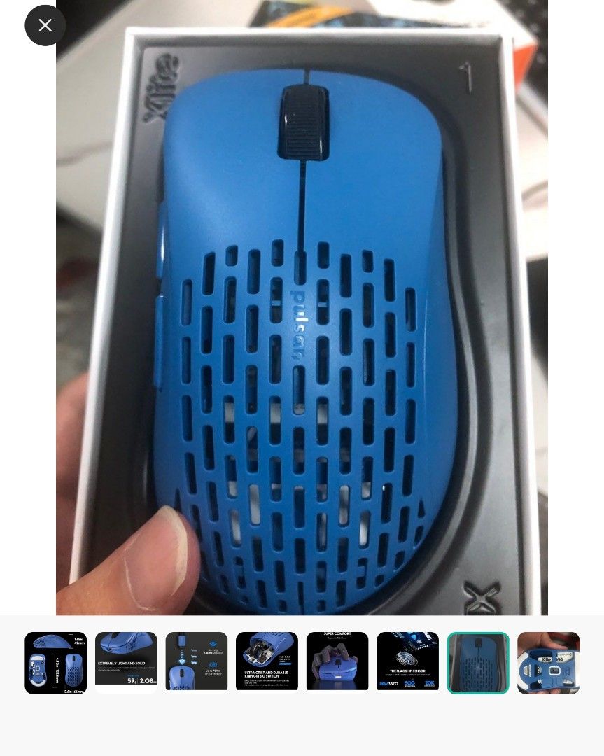 Pulsar Gaming Gears Xlite V4 Souris De Jeu Sans Fil, Ultra Légère, 58 G, Ergonomique, Commutateur Optique, 32 000 DPI, 750 IPS, Capteur XS-1, Compatible 8k (Taille L, Noir
