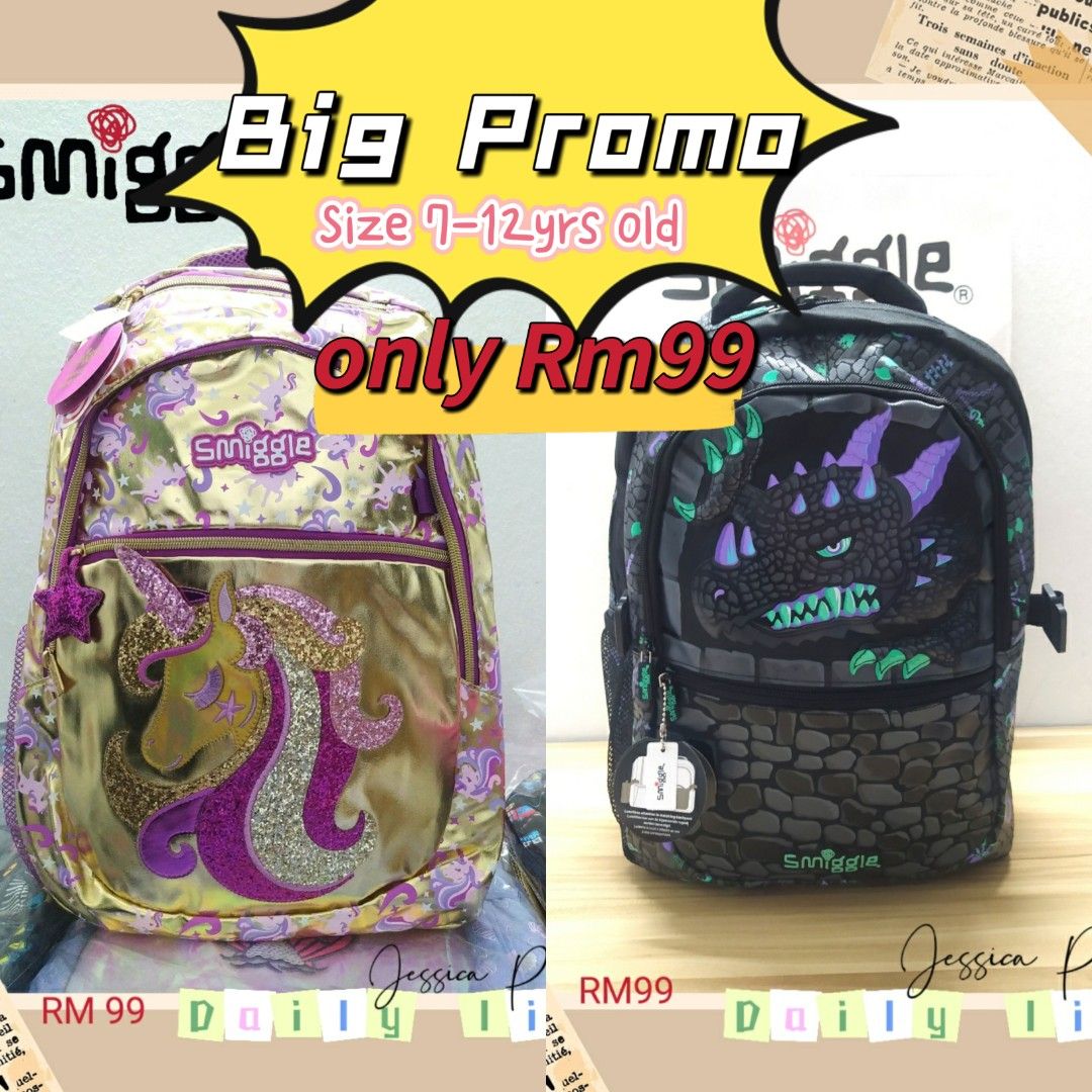 Ready stock Original Smiggle Clearance backpack kids school bag