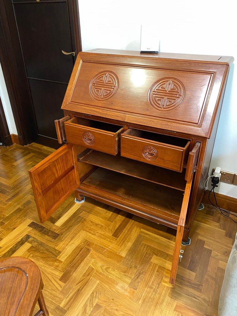 Entique Study Table Rosewood Antique Study Table & Chair, Furniture & Home Living ...