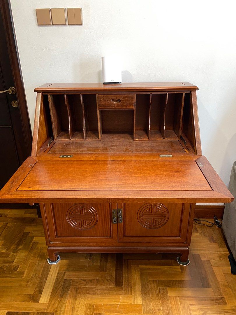 Entique Study Table Rosewood Antique Study Table & Chair, Furniture & Home Living ...