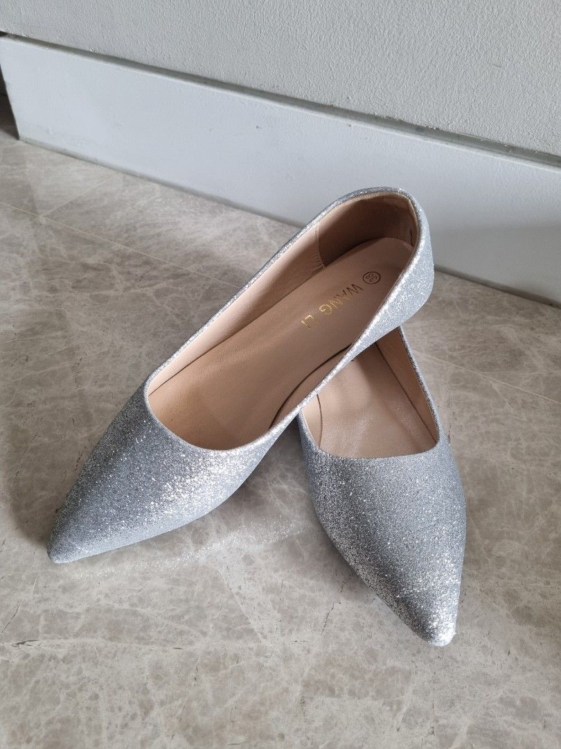 Glitter flat wedding best sale shoes