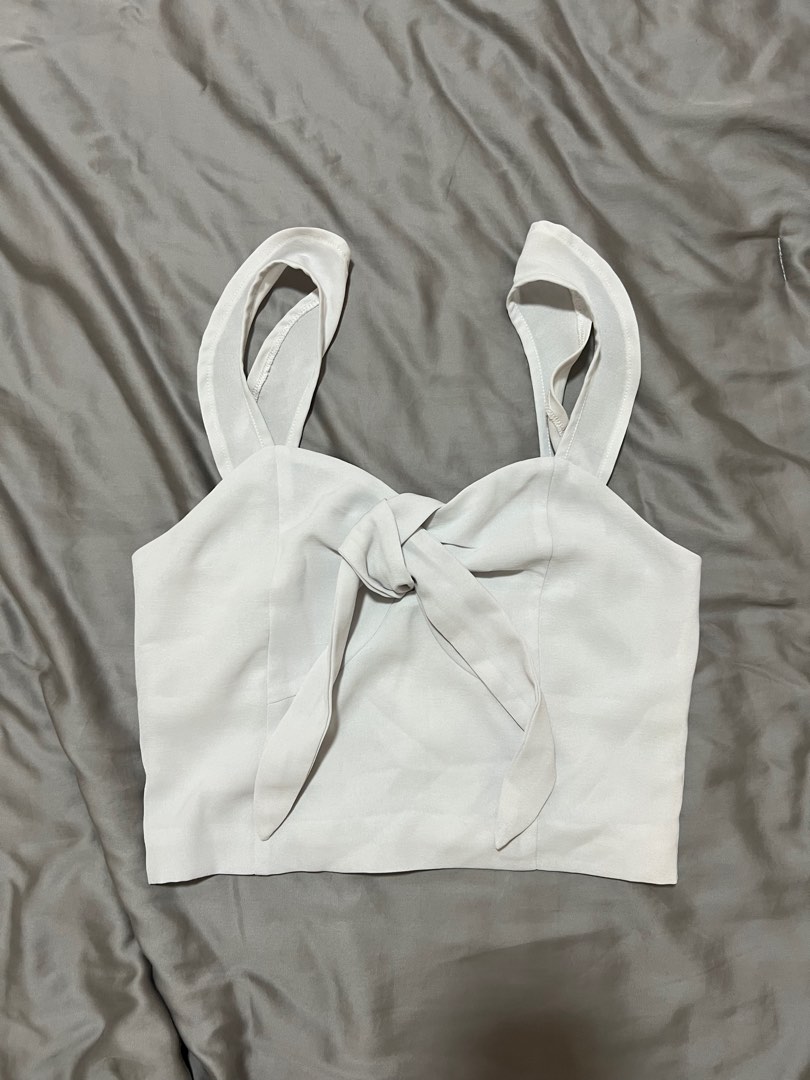 SSD White Bow Top, Women's Fashion, Tops, Sleeveless on Carousell
