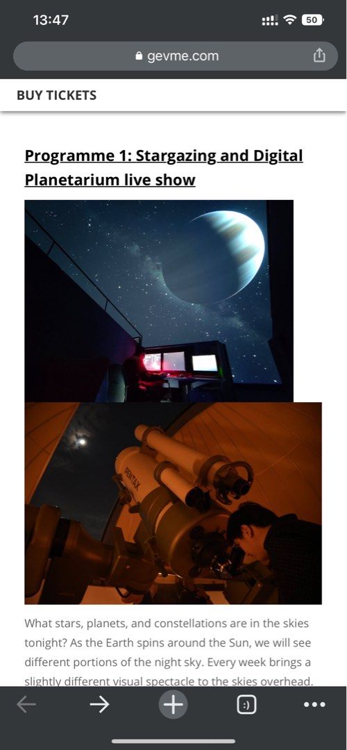 STARGAZING AT SCIENCE CENTRE OBSERVATORY AND DIGITAL SHOW