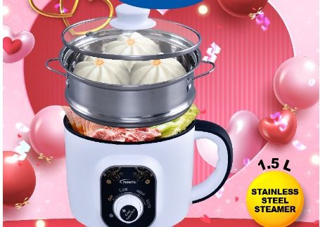 Steamboat Multi Cooker 1.5L Non stick cooker with Food Steamer PPJ2020 STR0470