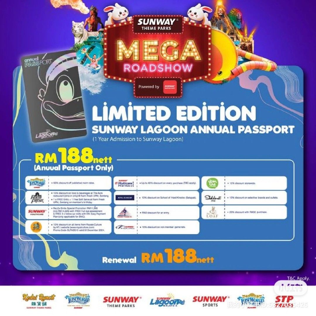 Sunway Lagoon Annual Pass Purchase, Tickets & Vouchers, Local