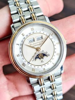 Super Rare LNOS Full Set Blancpain Villeret Complete Calendar Moonphase Two-tone 6595.1318.25 "First Masterpiece" Automatic Dress Watch on Original Gay Frères (Freres) Bracelet made for Italian Market