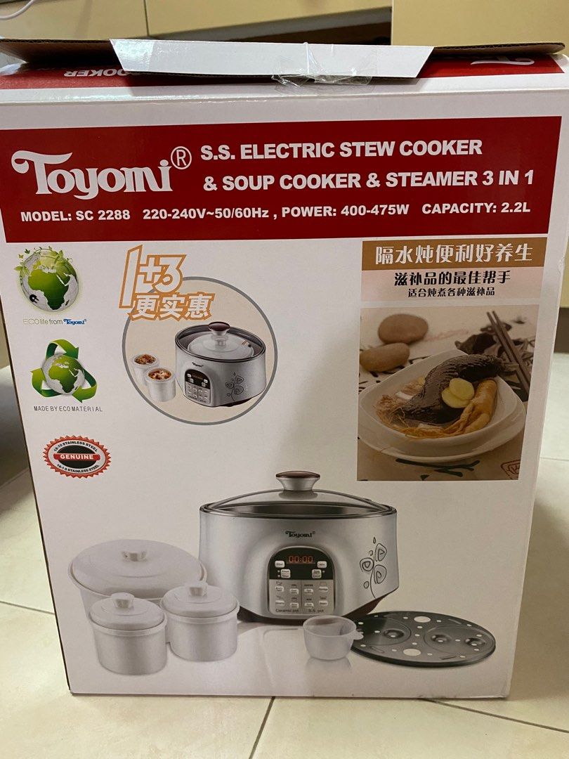 Toyomi S.S Electric Stew Cooker&Soup Cooker&Steamer 3 in 1, TV & Home