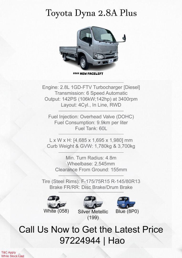 Toyota Dyna Plus 2.8L Auto Diesel62885348524417111