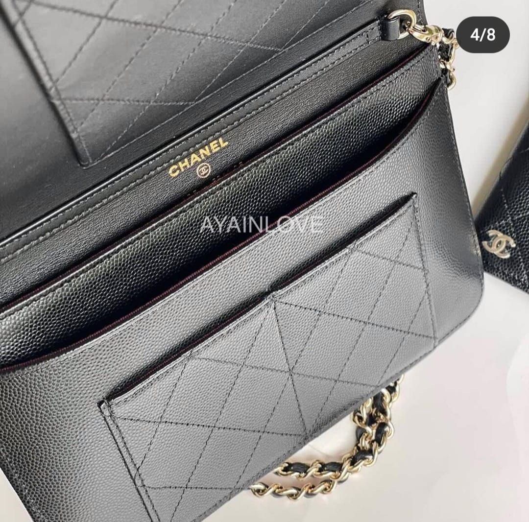 VALENTINE GIFT SALE FAST DEALING BEST PRICE CHANEL WALLET ON CHAIN CLUTCH  NEW STYLE BLACK IN CAVIAR LEATHER PHONE CARD HOLDER