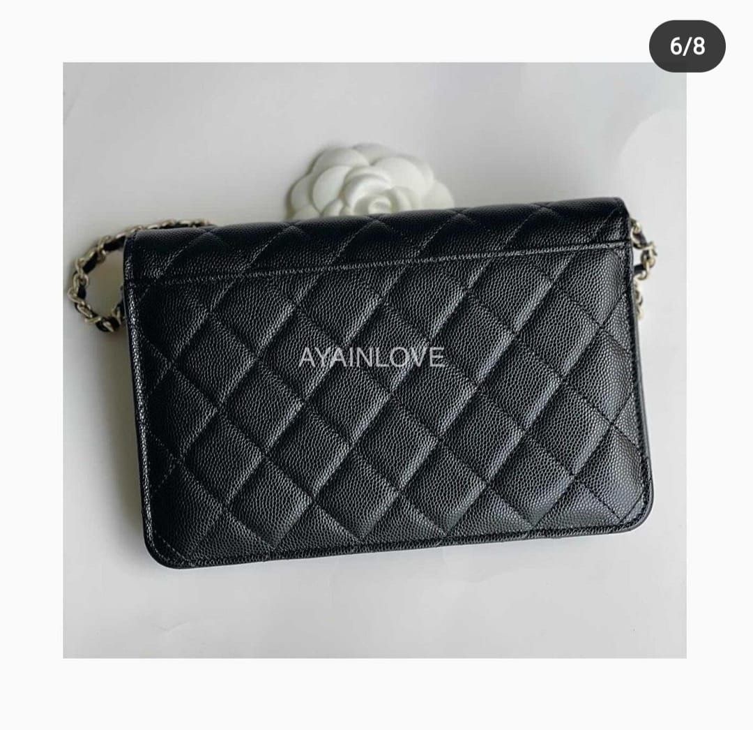 VALENTINE GIFT SALE FAST DEALING BEST PRICE CHANEL WALLET ON CHAIN CLUTCH  NEW STYLE BLACK IN CAVIAR LEATHER PHONE CARD HOLDER