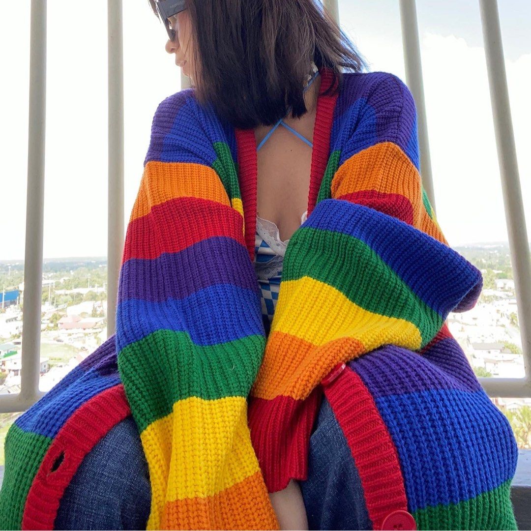 Wc pastel rainbow store cardigan