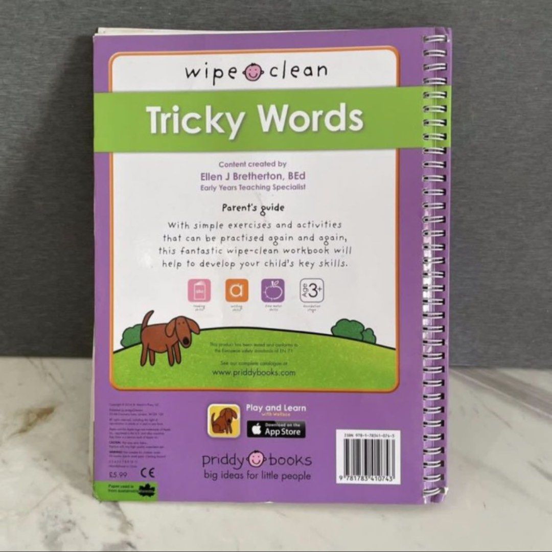 Wipe clean tricky words workbook / activity book on Carousell