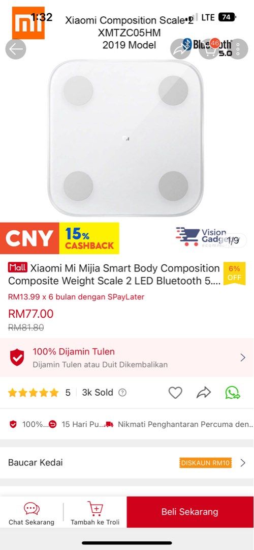 XIAOMI WEIGH SCALE, Health & Nutrition, Health Monitors & Weighing