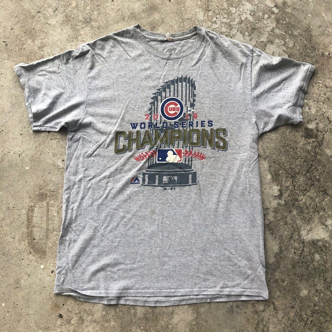 Y2K Majestic MLB Chicago Cubs World Series 2016 T-shirt, Men's