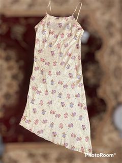 Yellow Slip Dress with Asymmetrical Hem