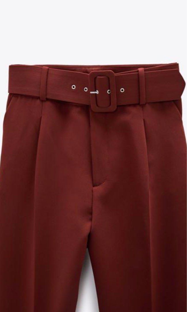 Buy Burgundy Mid Rise Slim Trousers Online In India