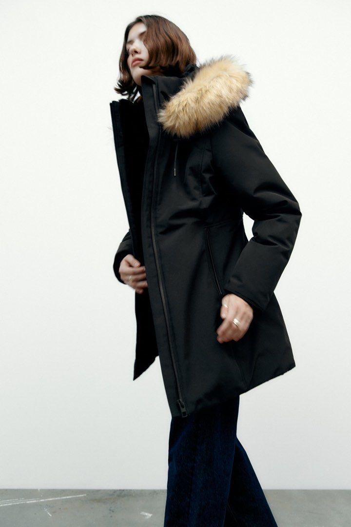 Zara black 2025 quilted coat