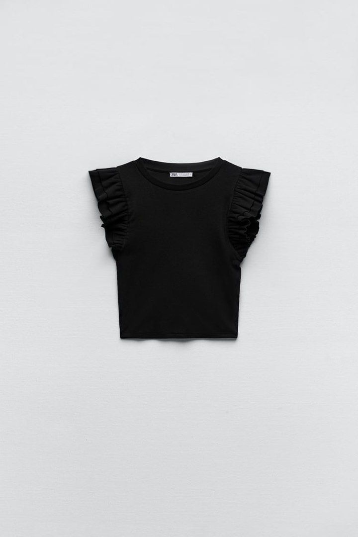 Zara sleeveless top with ruffles, Women's Fashion, Tops, Blouses on  Carousell