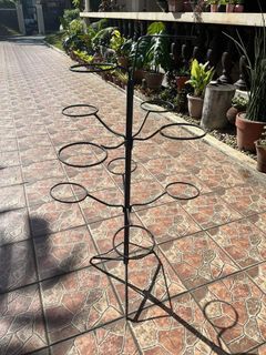 10-Hole Planter Pot Plant Stand Wrought Iron (40x22 inches, 5-inch holes)