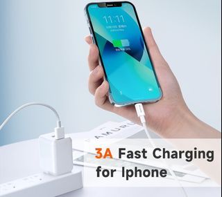 3A Cable Lightning/Type-C/Micro USB Cable Compatible with iphone Fast Charging White 1.2M CA-275