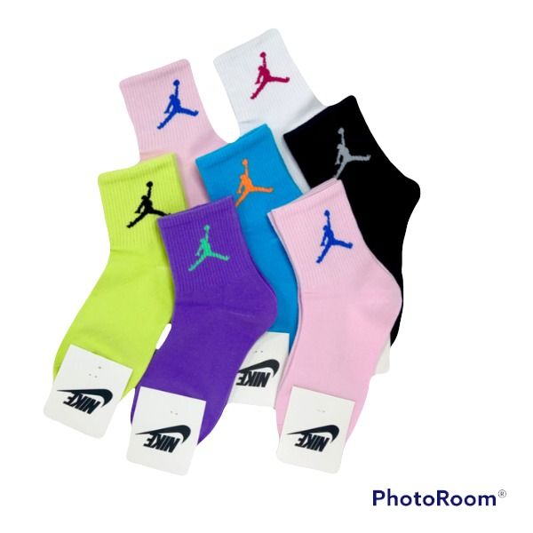 5 Pairs Air Jordan Colourful Exercise Running Sport Fashion Hipster Mid Height Long Cotton Women Socks Sock Stockings Stocking Stoking Stokin