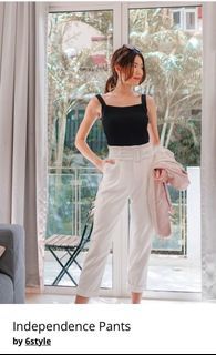 6style independence white pant