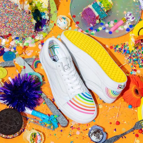 Adidas ultra boost deals white rainbow vans