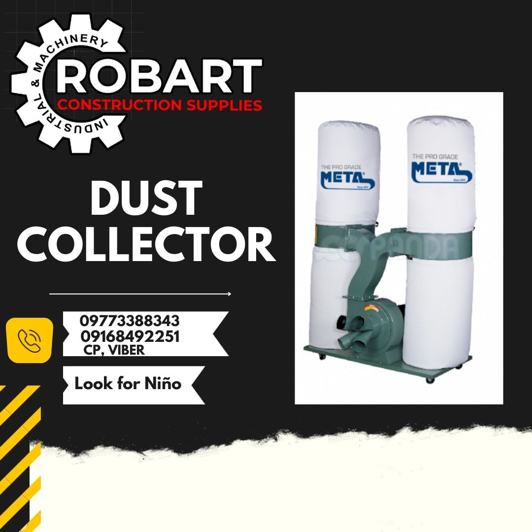 " META " DUST COLLECTOR (Category: Construction Tools & Equipment) located in Manila. Submitted by ninoparede24925 (Listing ID 1214595421, Image 1). Description: " META " DUST COLLECTOR Motor: 3HP x 220V x 1Ph 30 Micron Filter Bag Air Flow @4" 2300cfm Inlet Diameter: 4" Bag Diameter: 500mm Bag Capacity: 377 liters Impeller material: Steel Weight 75 kgs. Model CT-201 brand:META - - for faster transaction: look for:Niño Paredes call/text/viber:0916