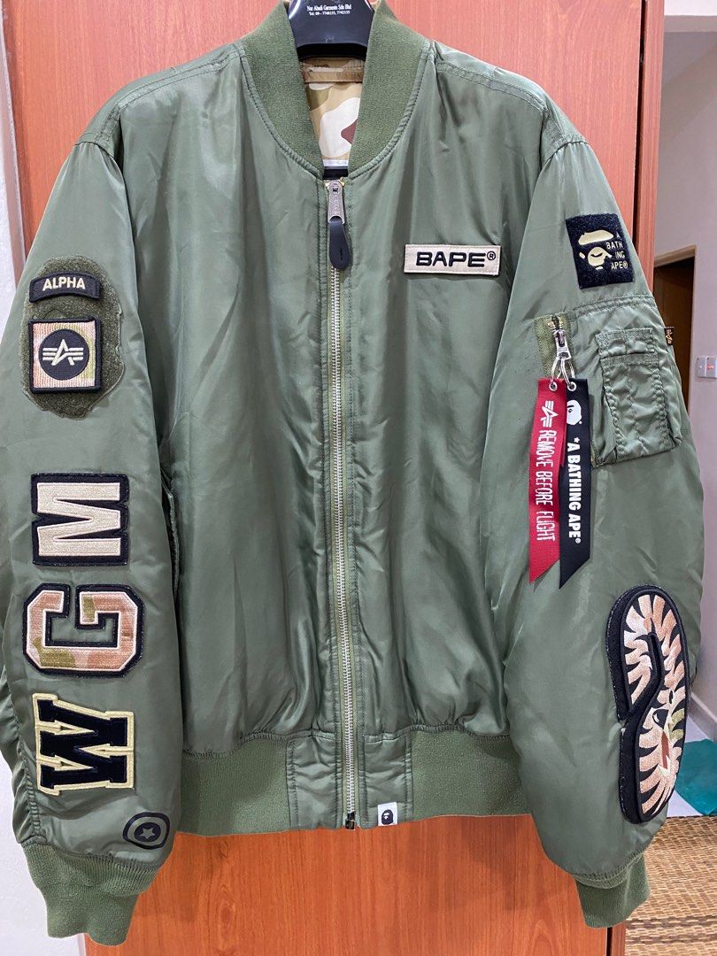 A GENUINE BATHING APE BAPE X ALPHA INDUSTRIES REVERSIBLE MA-1 XL JACKET