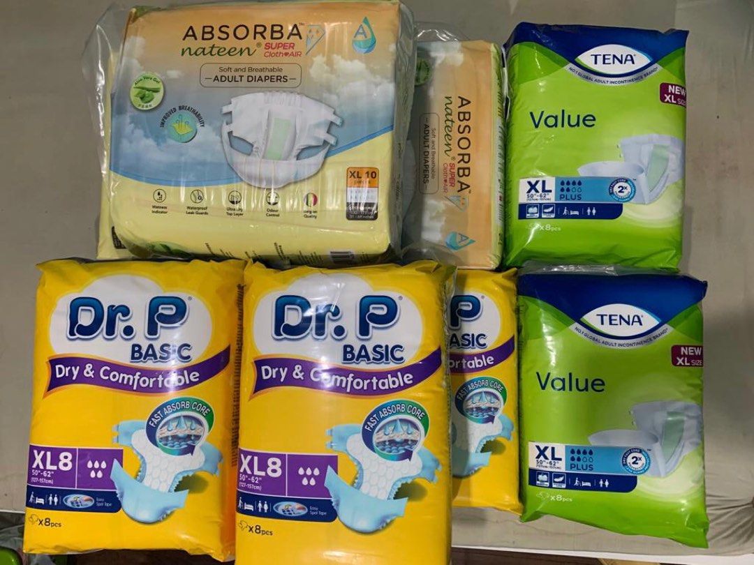 Adult Diapers Pampers Dewasa XL (Dr.P, Tena, Absorba), Health & Nutrition, Assistive