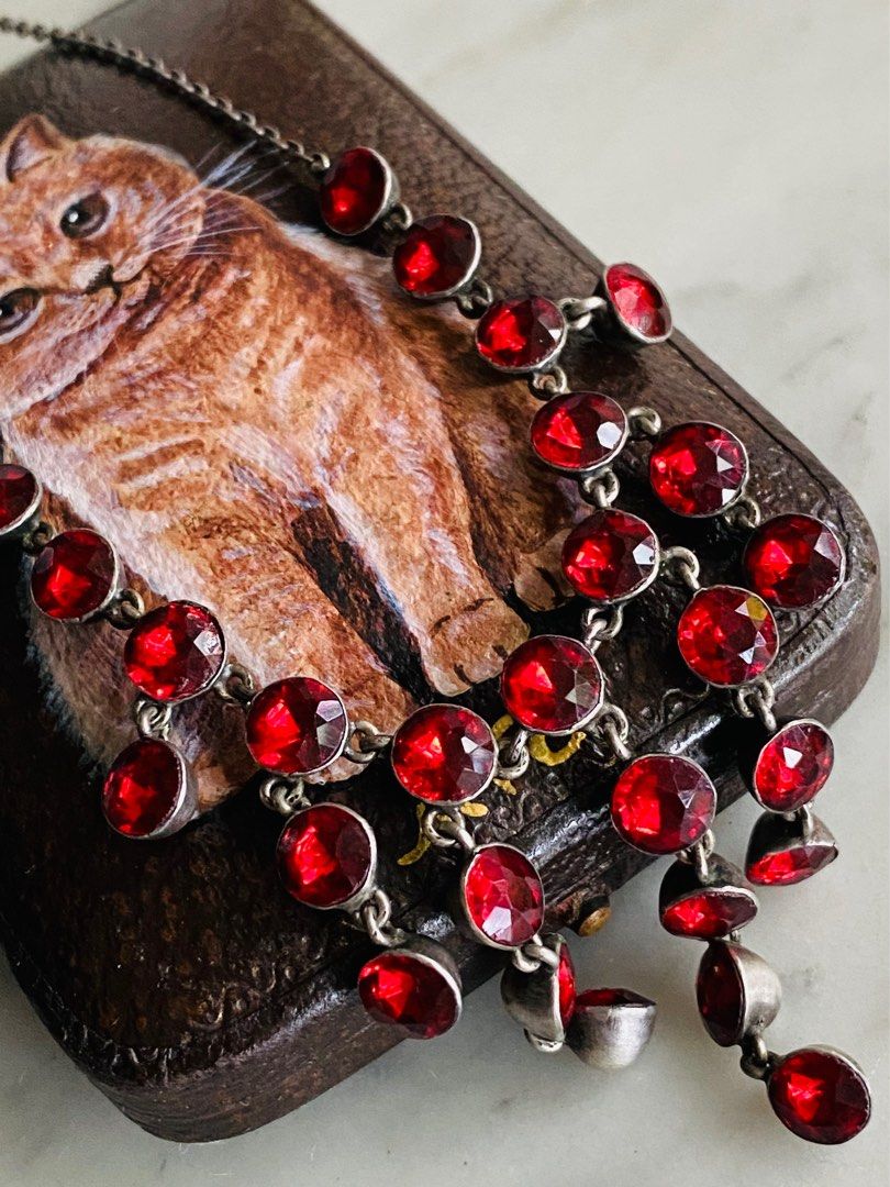 Red and cheap silver necklace