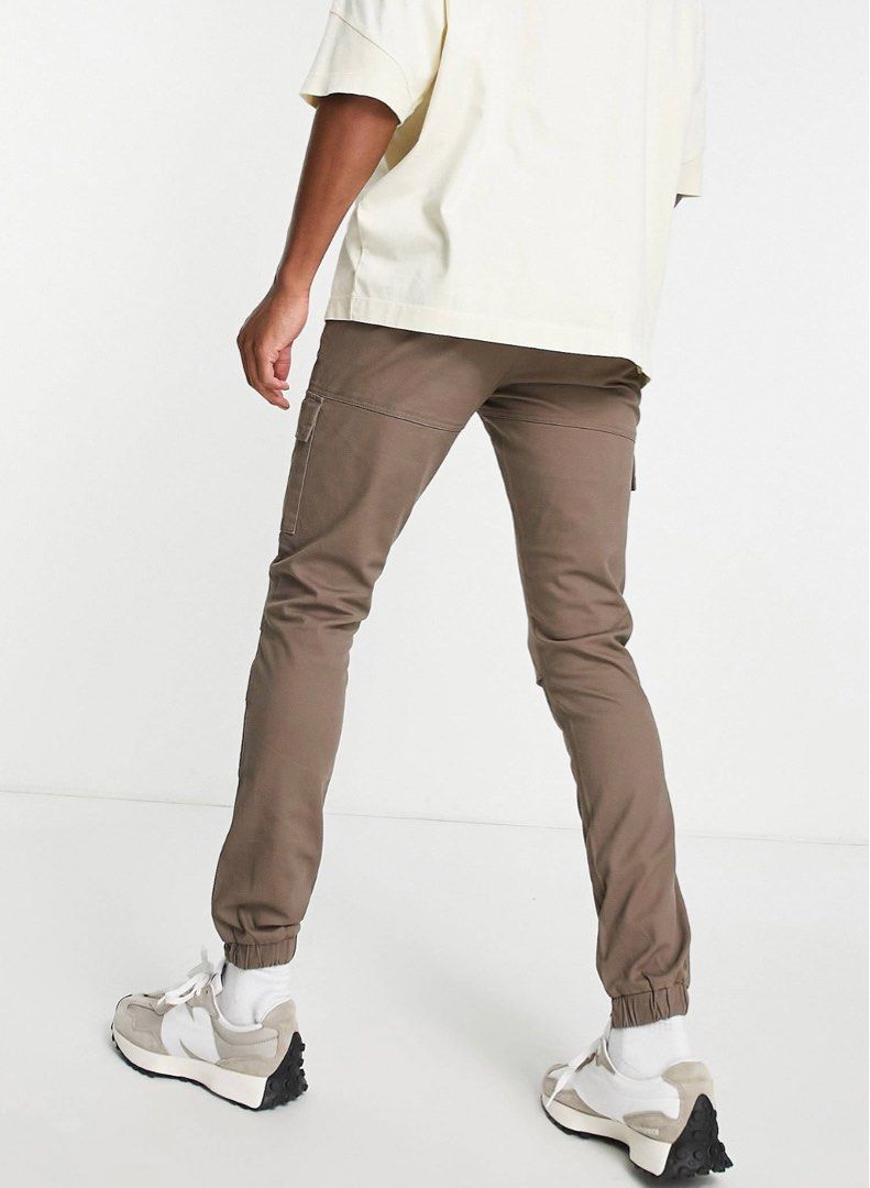 Mens fitted best sale cargo trousers