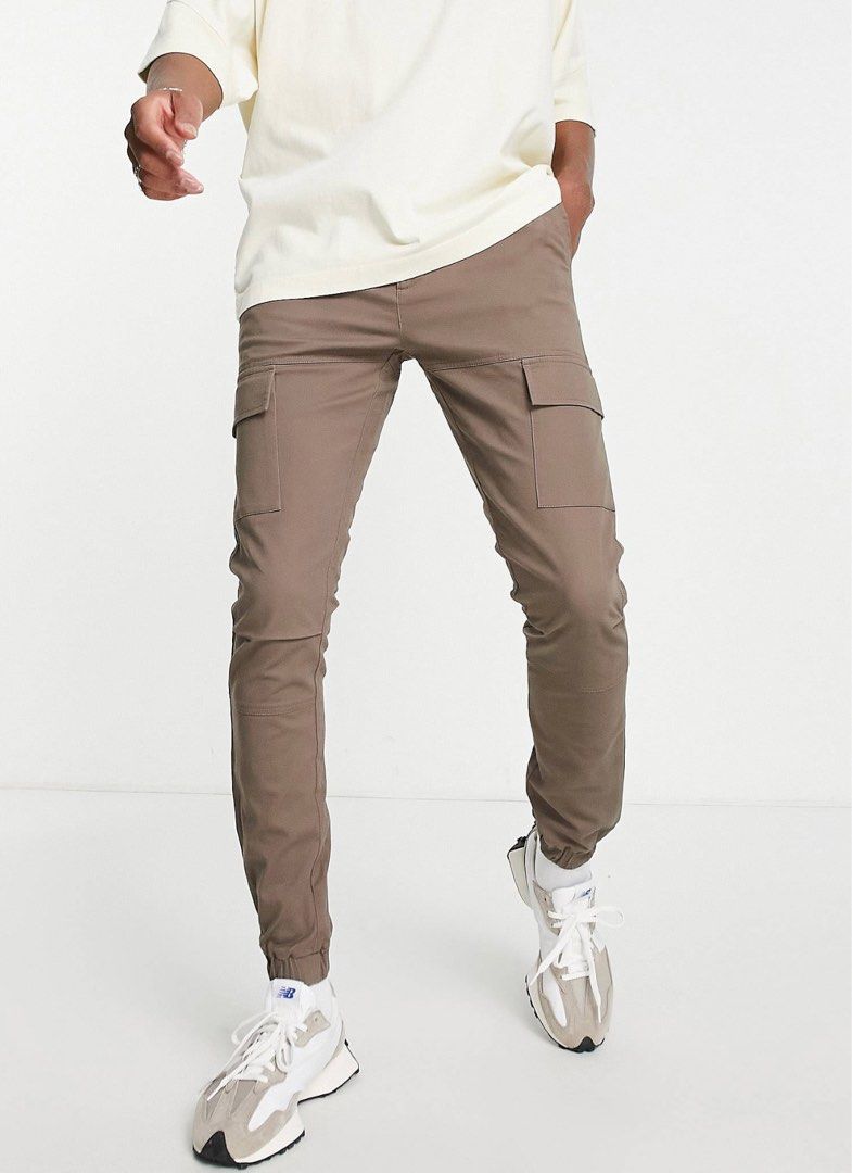 Mens cargo shop trousers skinny