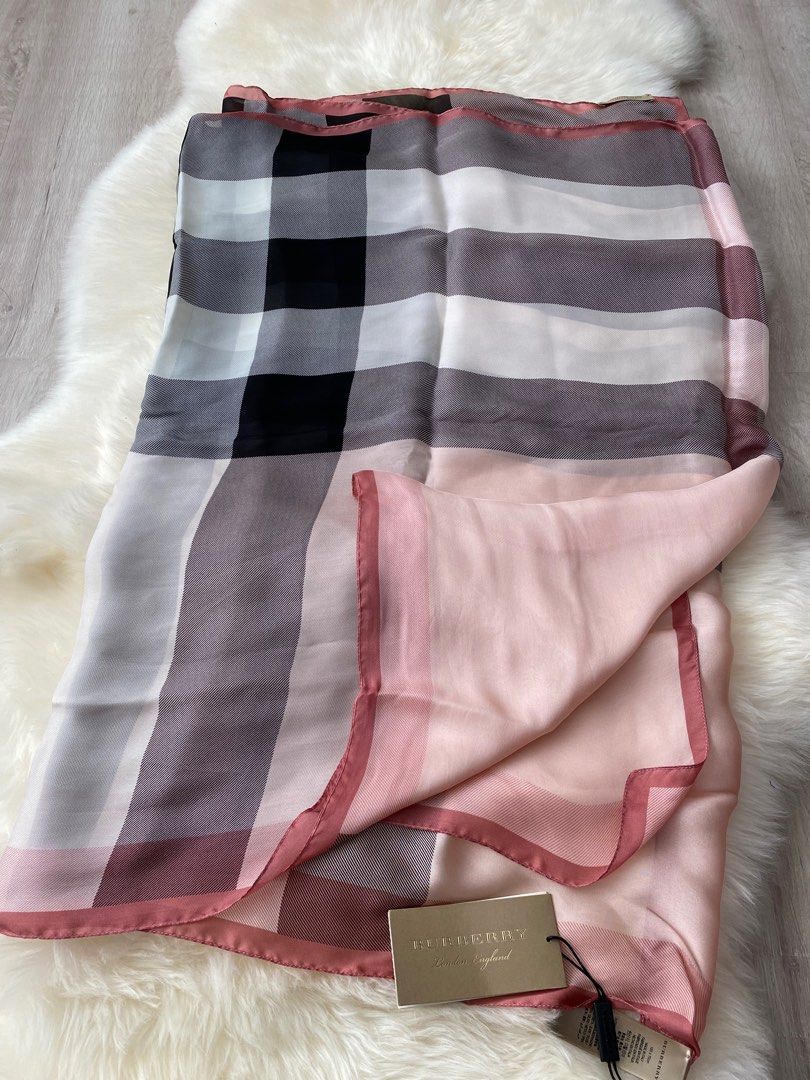 Burberry pink hot sale silk scarf
