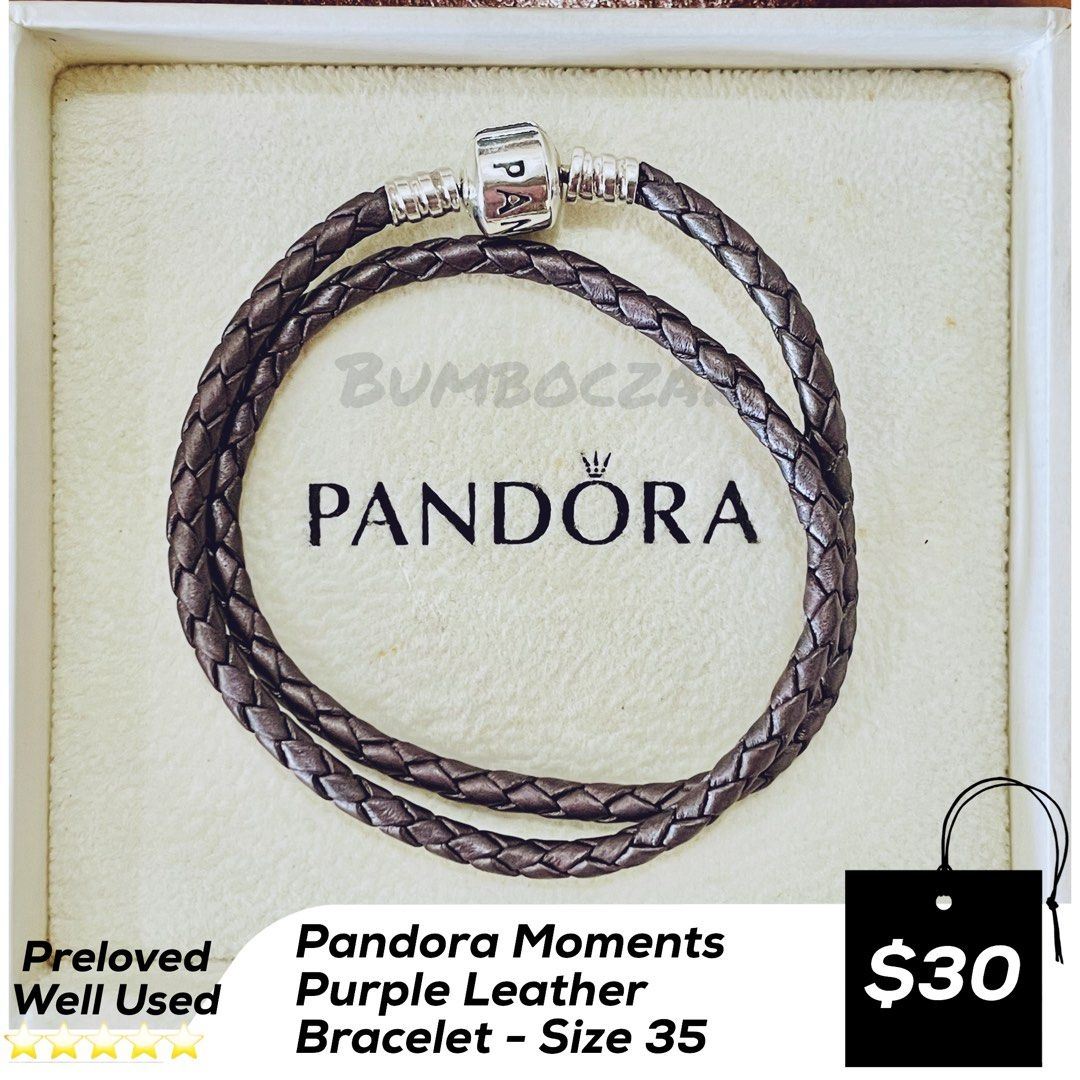 Leather bracelet Pandora Purple in Leather - 36427319