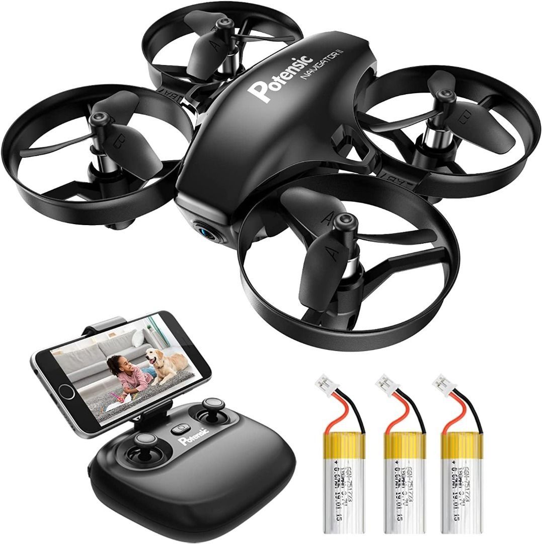 B1879] Potensic Kids Drone with HD Camera, A20W Mini Drone for Children, FPV  Drone w/ 2.4G WiFi,Induction Mode of Gravity, Altitude Hold, Headless Mode,  One Key Takeoff/Landing, Toys for kids, Black, Photography,