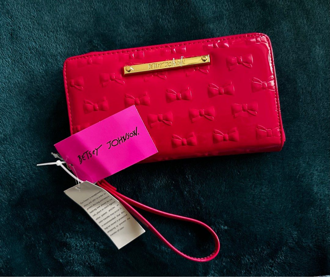 Betsey Johnson Zia Clutch Wallet in hot pink Women s Fashion Bags Wallets Wallets Card holders on Carousell