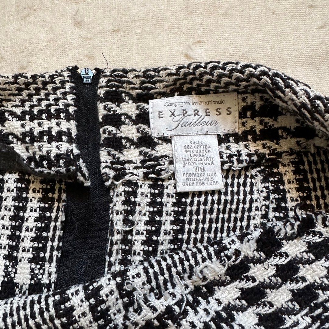 Wool Houndstooth Preppy Suit Skirt Set-Up